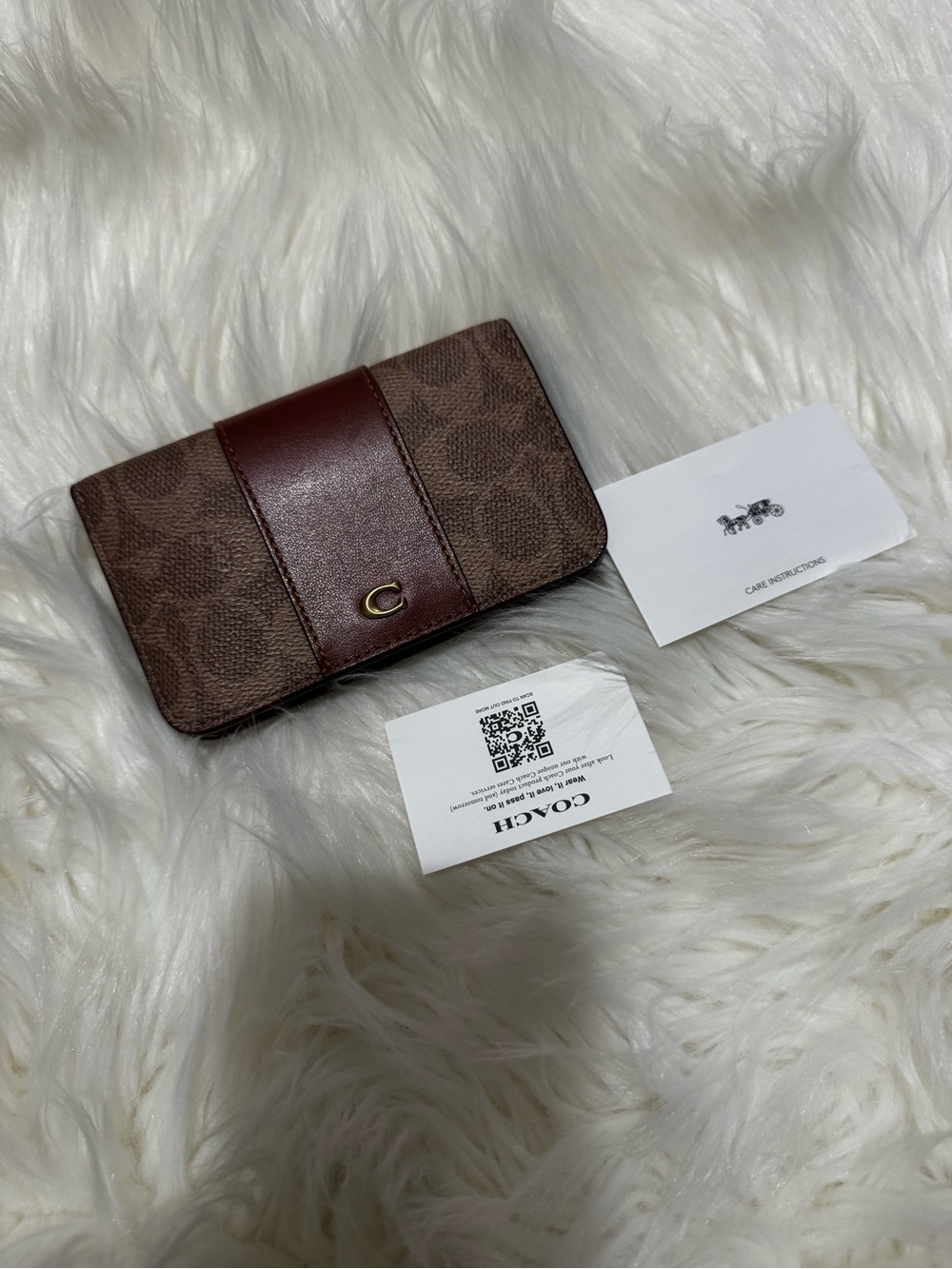 Coach Brown Signature Canvas Wallet with Gold C Accent - Picture 2 of 4